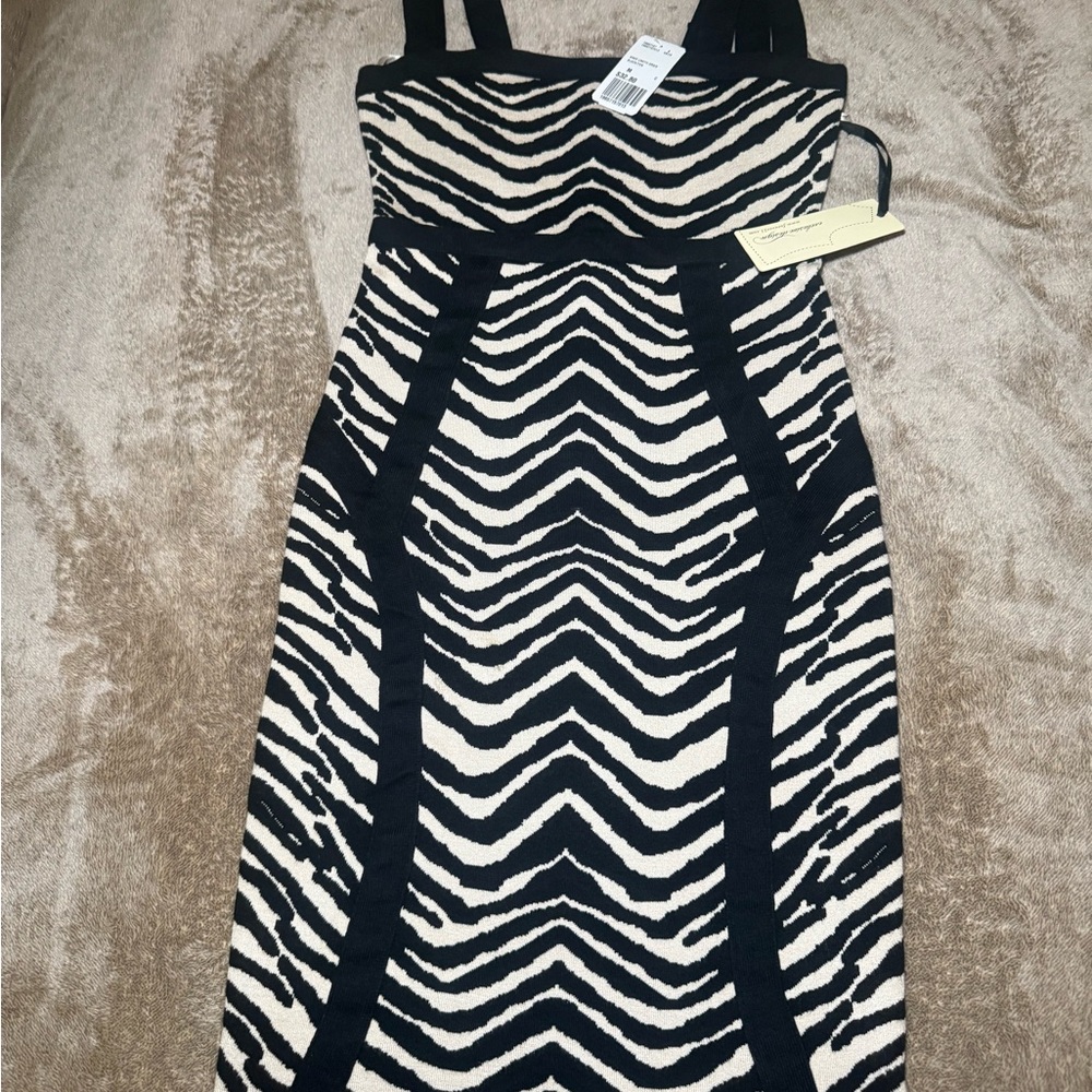 Forever 21 Black and White Bodycon Midi Dress